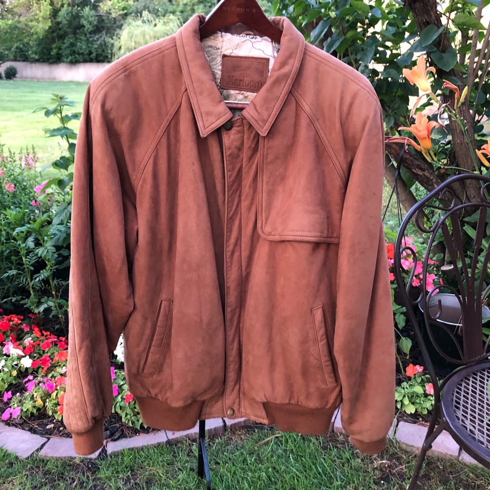 Brown Marlboro Leather Bomber Jacket Vintage